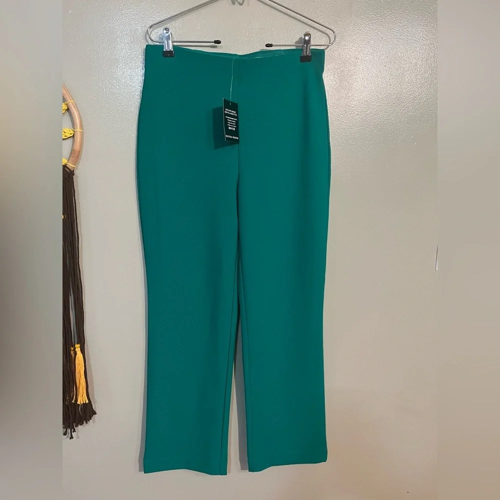 Boston Proper Elegant Green Women's Pants Crop Straight Nylon M Stretchy NWT